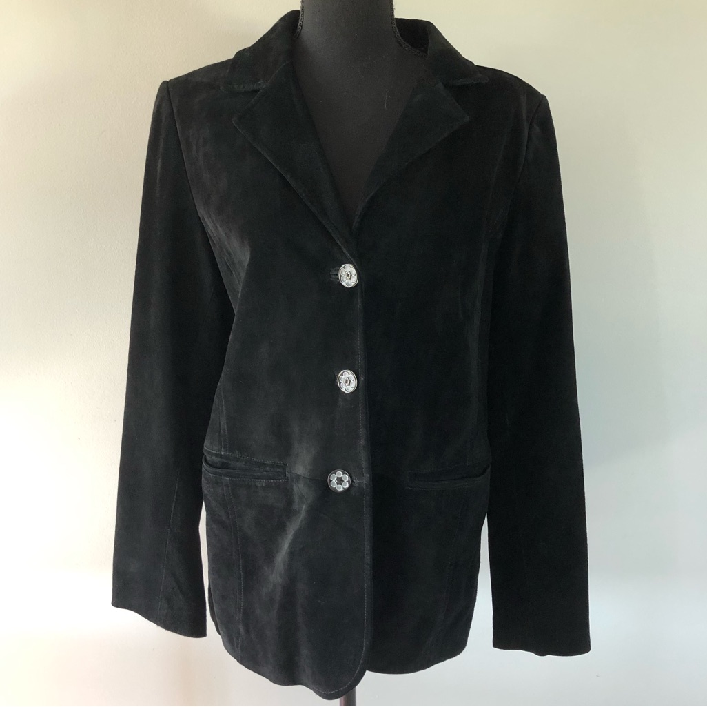 Women’s Vintage April Cornell Black Suede Blazer Jacket Size M